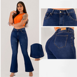 Dark Blue Semi-Stretch Colombian Flared Jeans