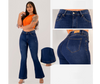 Dark Blue Semi-Stretch Colombian Flared Jeans