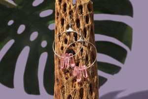 "The Magnolias" Circular Pink Quartz Earrings