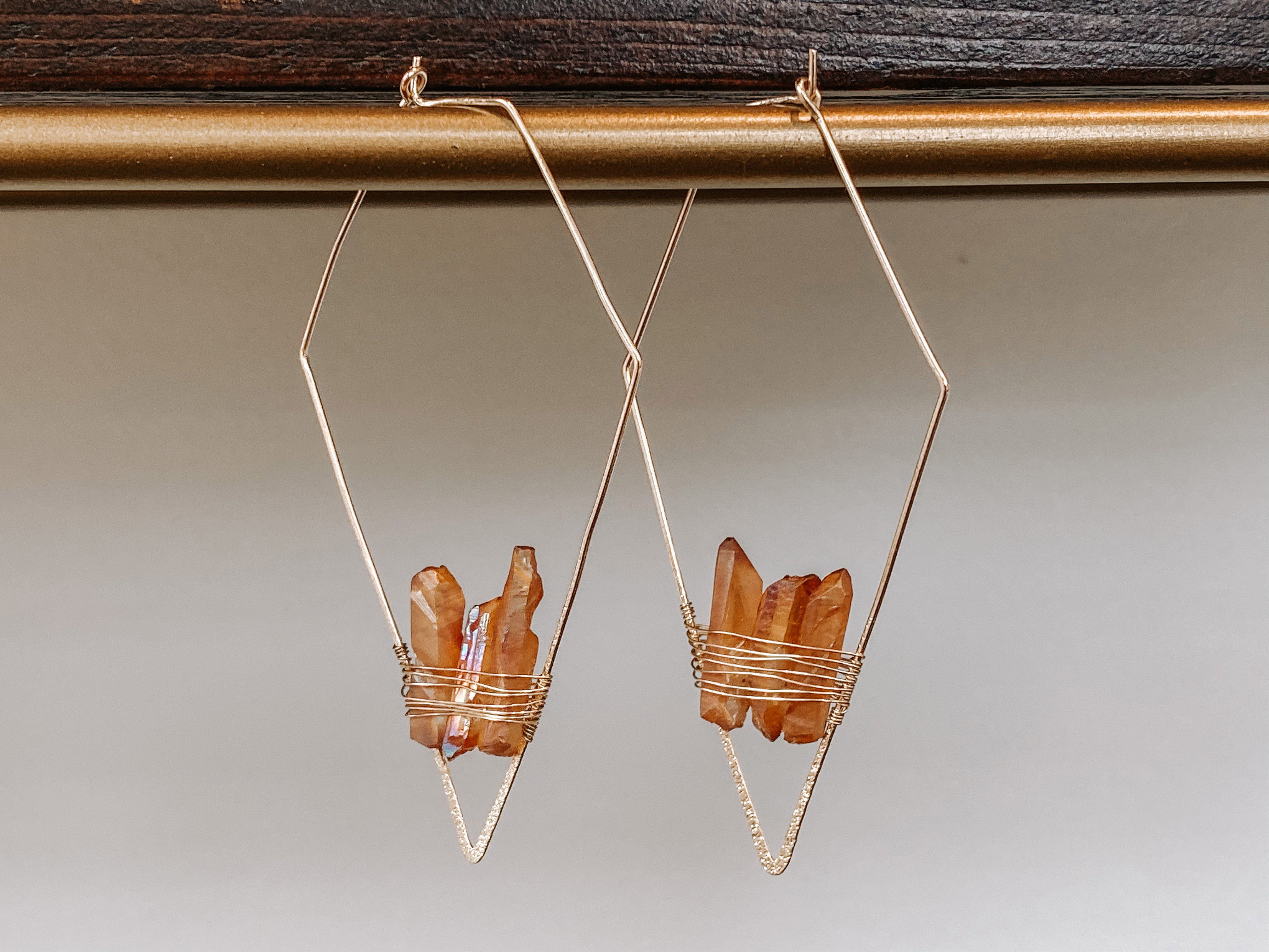 "The Redwoods" Amber Quartz Earrings