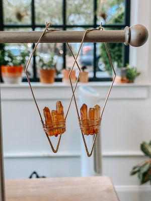 "The Redwoods" Amber Quartz Earrings