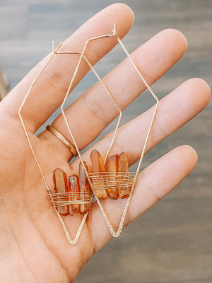 "The Redwoods" Amber Quartz Earrings