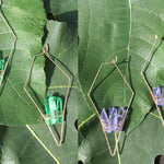 (2 Sets) Gold+Green & Gold+Lavender Quartz Earrings