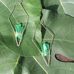 (2 Sets) Gold+Green & Gold+Lavender Quartz Earrings