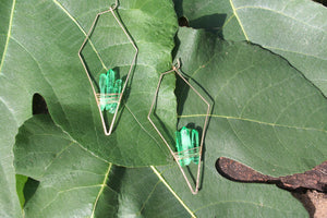 (2 Sets) Gold+Green & Gold+Lavender Quartz Earrings