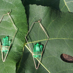 (2 Sets) Gold+Green & Gold+Lavender Quartz Earrings