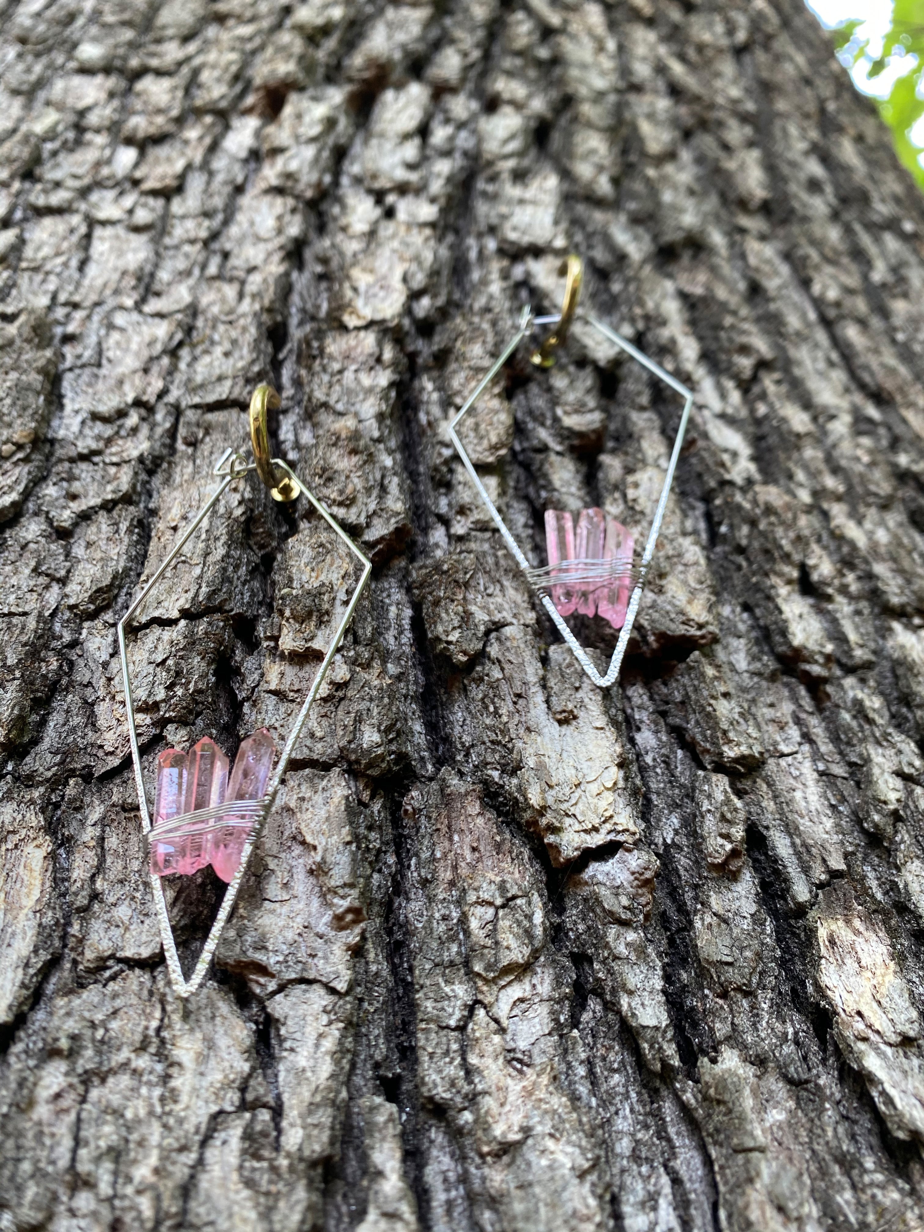 "The Magnolias" Pink Quartz Earrings