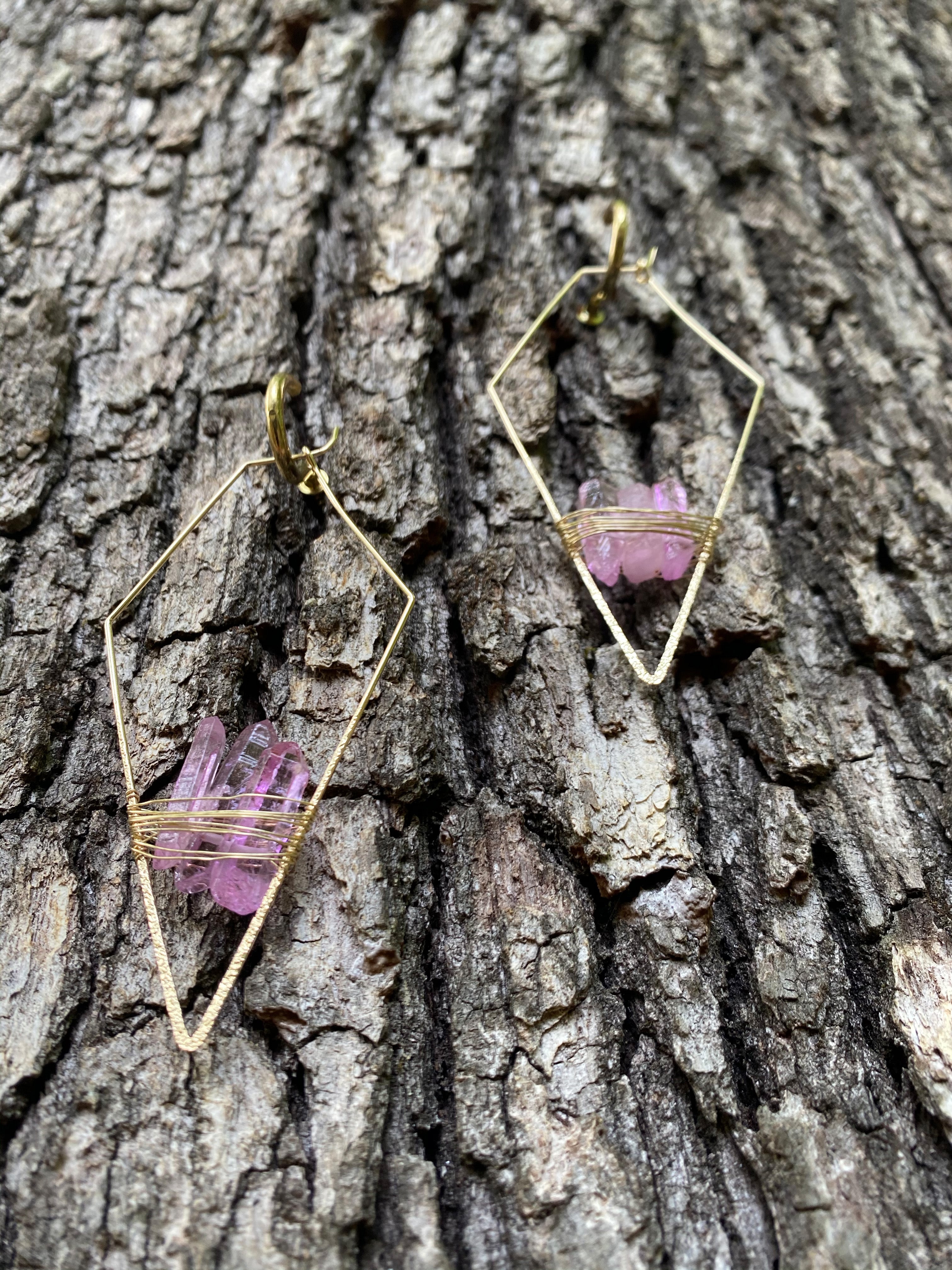 "The Magnolias" Pink Quartz Earrings