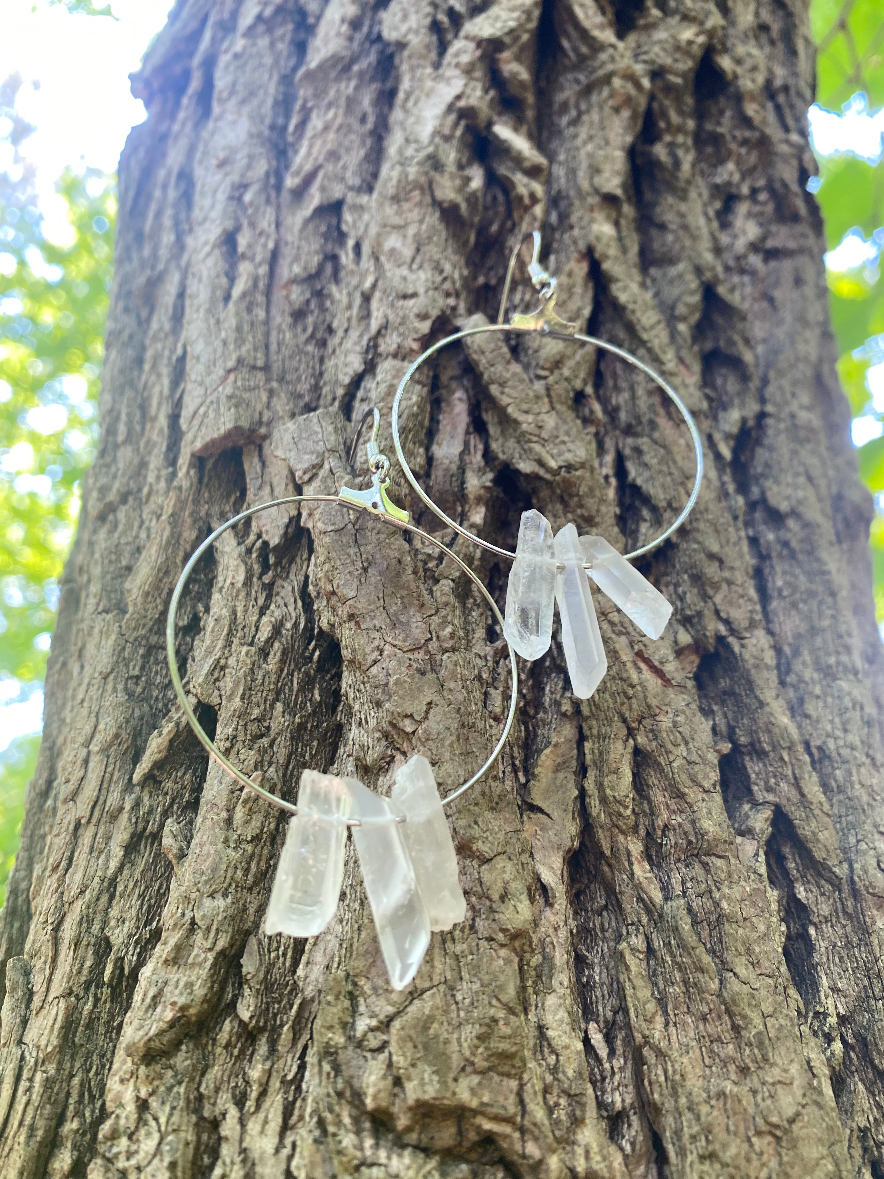 "The Originals" Circular Clear Quartz Earrings