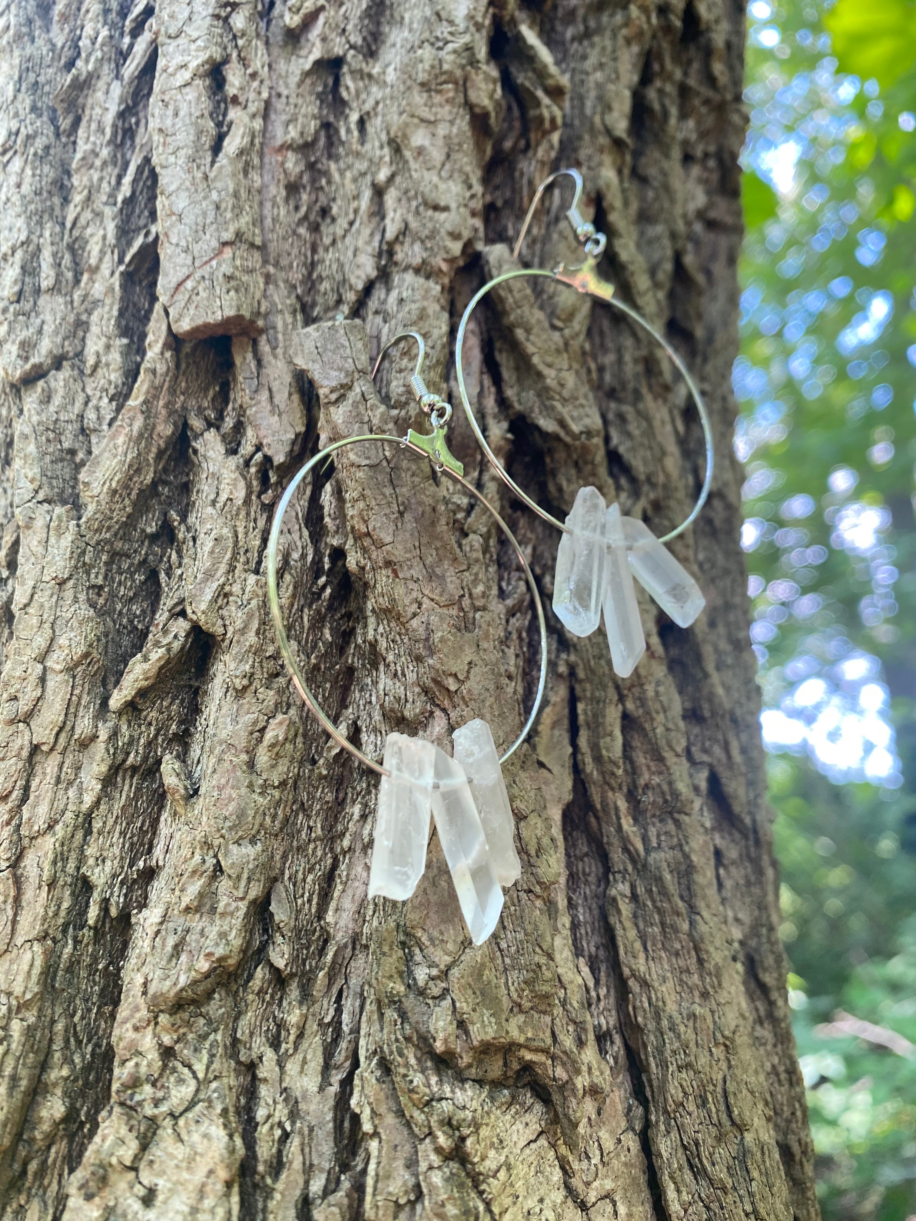 "The Originals" Circular Clear Quartz Earrings