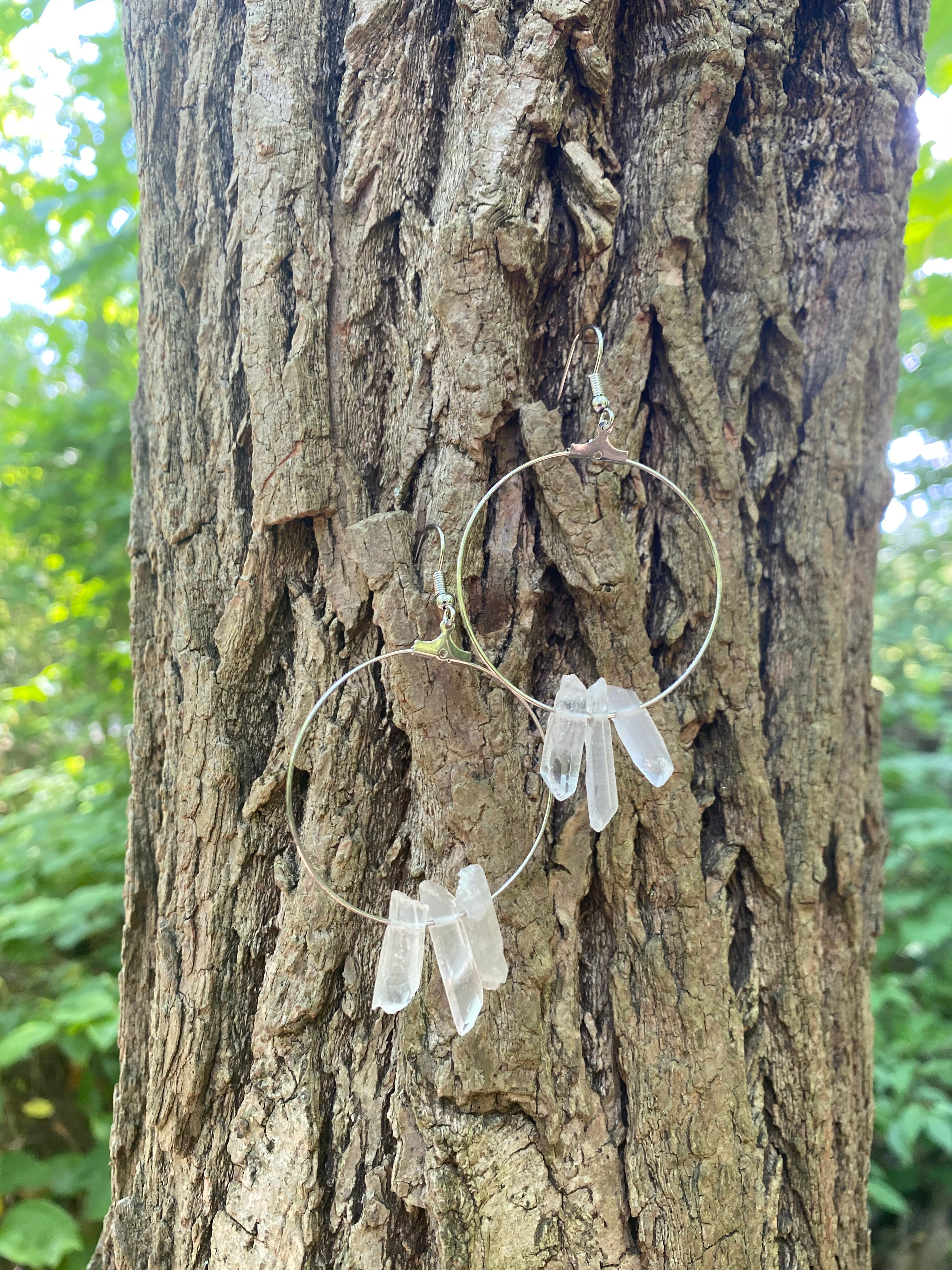 "The Originals" Circular Clear Quartz Earrings