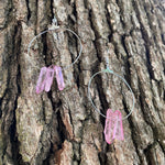 "The Magnolias" Circular Pink Quartz Earrings