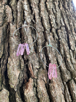 "The Magnolias" Circular Pink Quartz Earrings