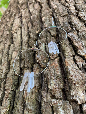 "The Originals" Circular Clear Quartz Earrings