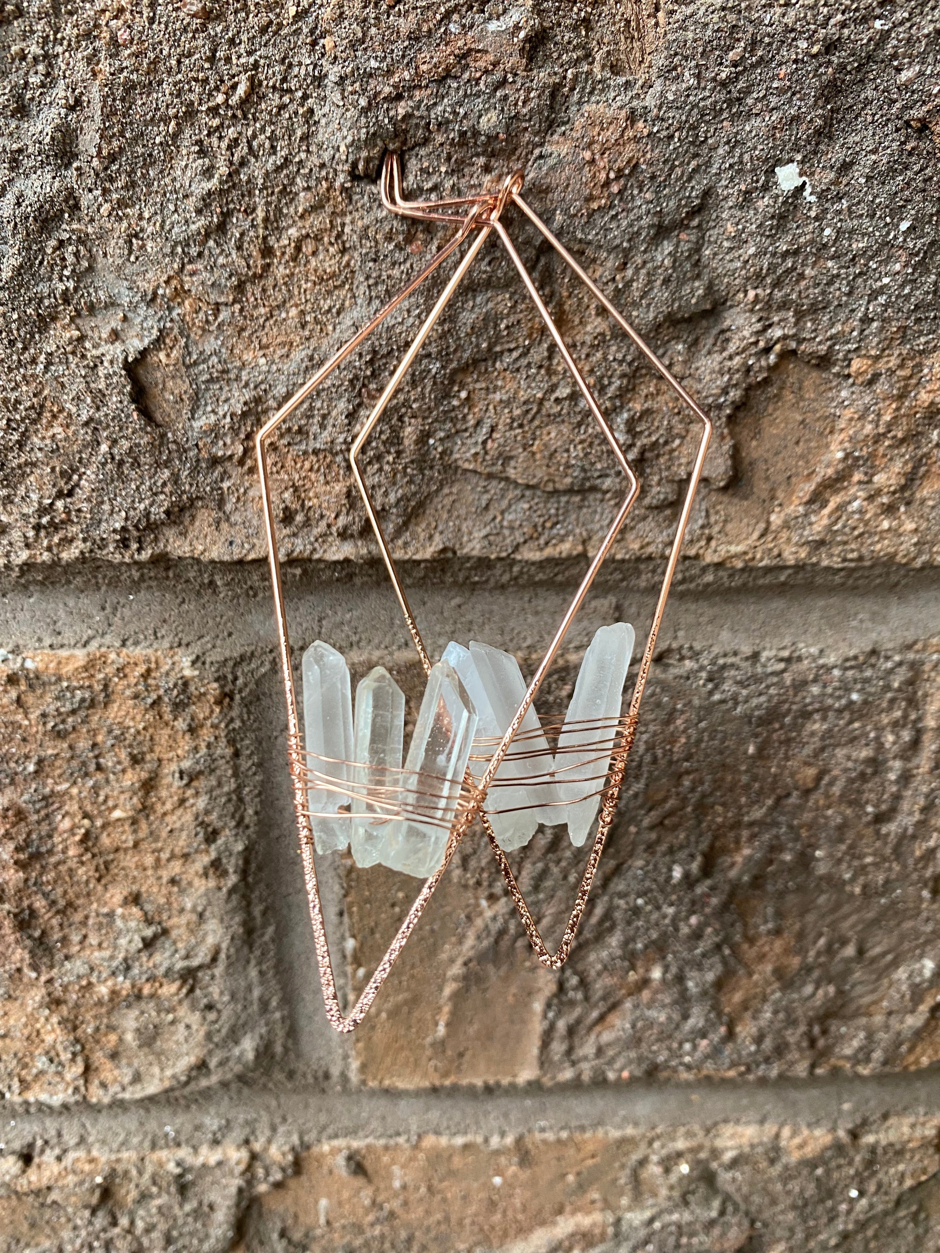 "The Rosewoods" Rose Gold Frames + Clear Crystal Earrings