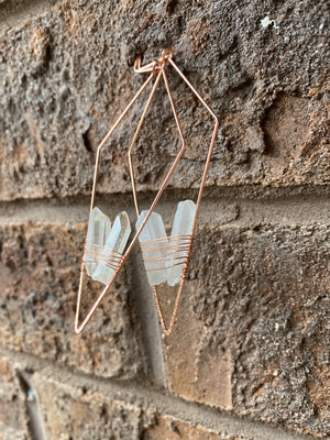 "The Rosewoods" Rose Gold Frames + Clear Crystal Earrings