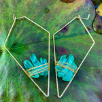 Aquamarine Quartz Earrings with Gold Frames