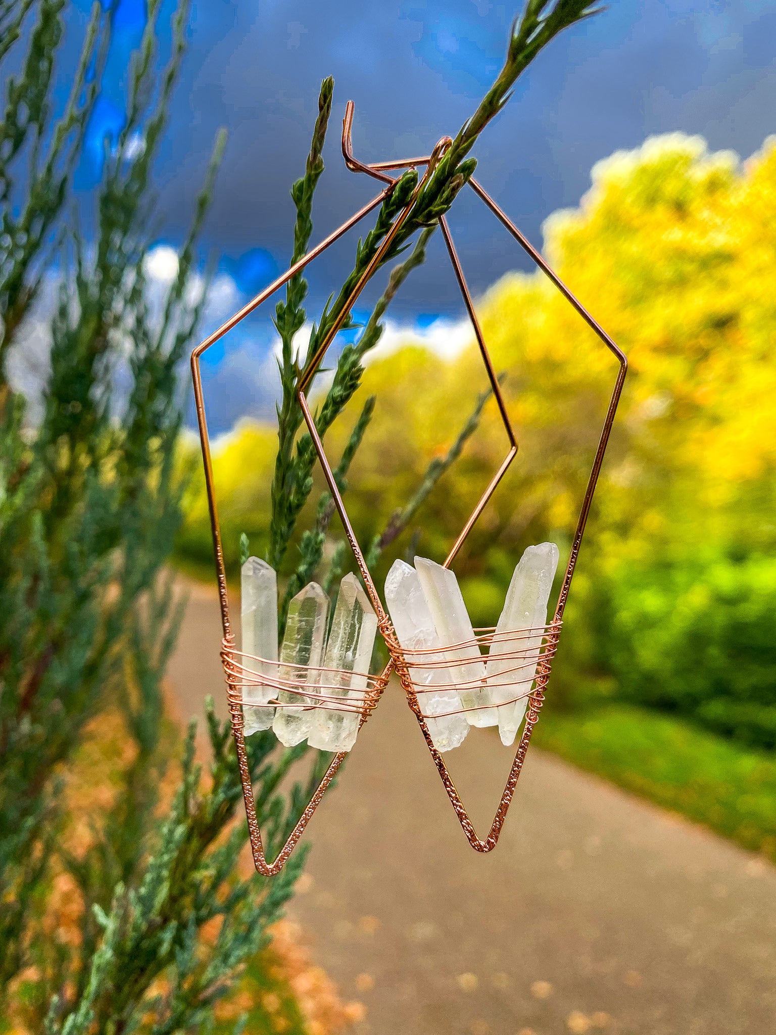 "The Rosewoods" Rose Gold Frames + Clear Crystal Earrings