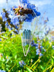 White Gold + Blue Quartz Crystal Earrings