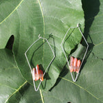 White Gold + Amber Quartz Crystal Earrings