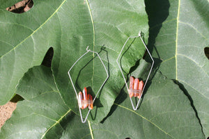 White Gold + Amber Quartz Crystal Earrings