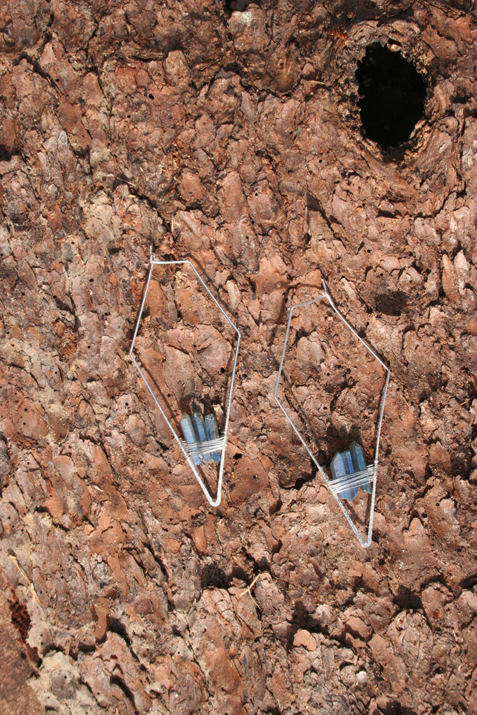 White Gold + Blue Quartz Crystal Earrings