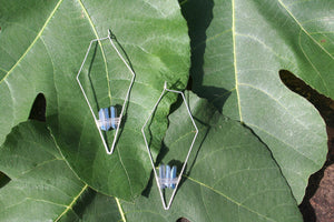 White Gold + Blue Quartz Crystal Earrings