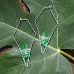 White Gold + Emerald Green Quartz Crystal Earrings